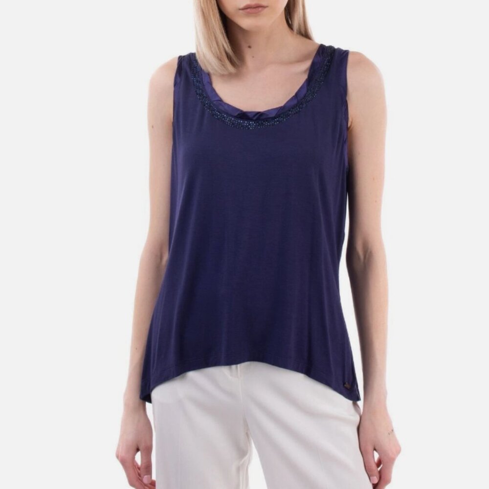 Nenette Women embellished Sapphire Blue top tank top Large size EU or Medium US